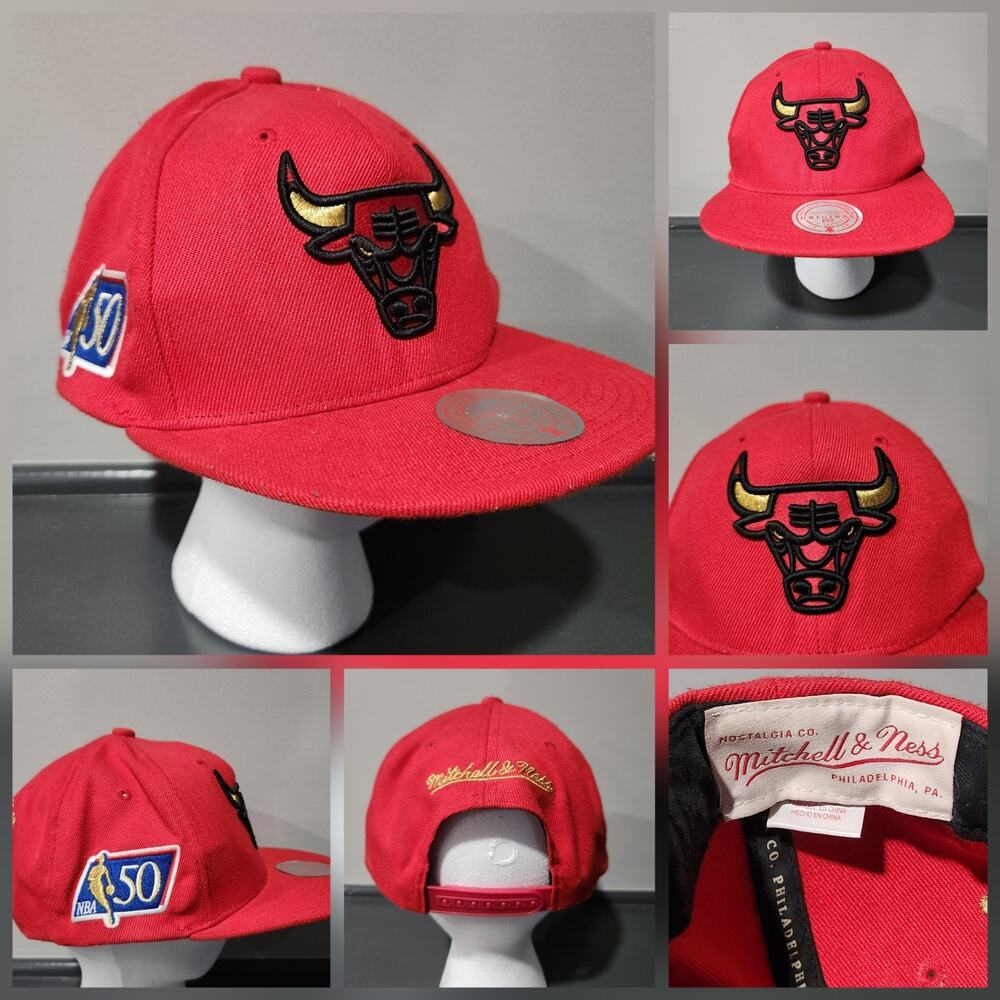 Chicago Bulls NBA Basketball 50th Anniversary Mitchell & Ness Snapback Hat Cap